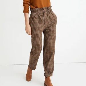 Madewell Plaid Paperbag Tapered Pants